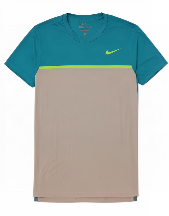 Nike Herre Dri Fit T-Shirt Top Lille Blå Colourblock Polyester
