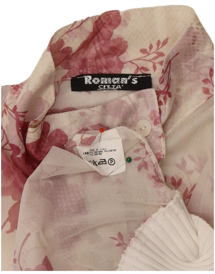 ROMAN'S Womens See Through Crop Shirt Blouse UK 14 Medium Off White Floral