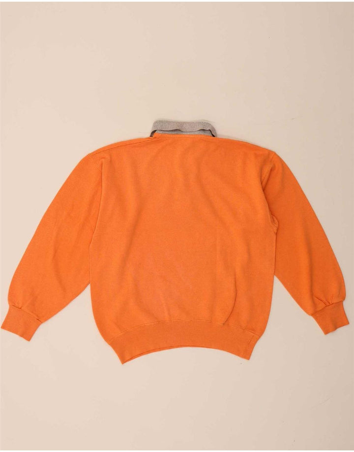 Champion Herre Polo Neck Sweatshirt Jumper Medium Orange
