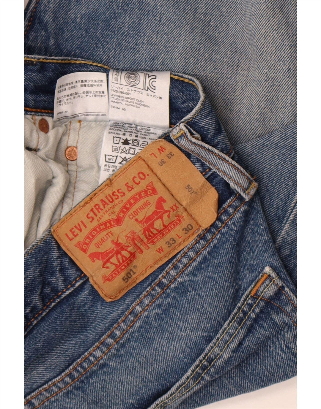 Levi's Herre 501 Straight Jeans W33 L30 Blå Bomuld