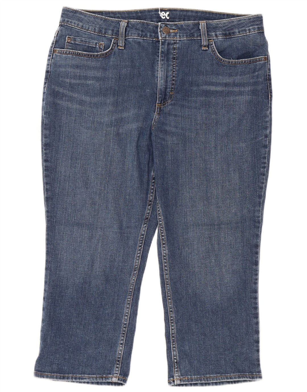 LEE Dame Capri Jeans US 16 2XL W36 L22 Blå Bomuld