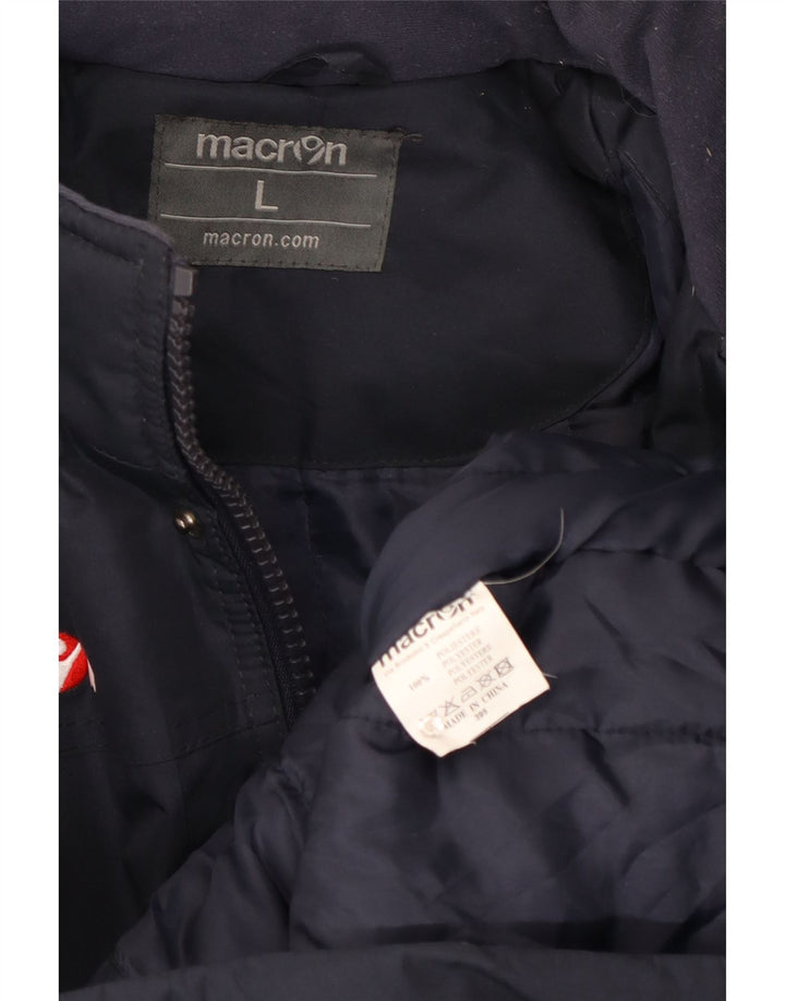 Macron Herre grafisk hættepolstret jakke UK 40 Stor marineblå polyester
