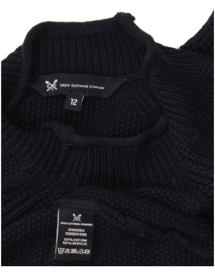 CREW CLOTHING Dame Turtle Neck Jumper Sweater UK 12 Medium Navy Blue