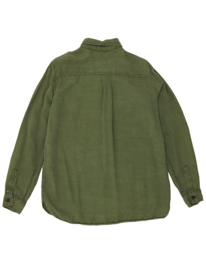 Zara Militærskjorte til kvinder UK 12 Medium Green Lyocell