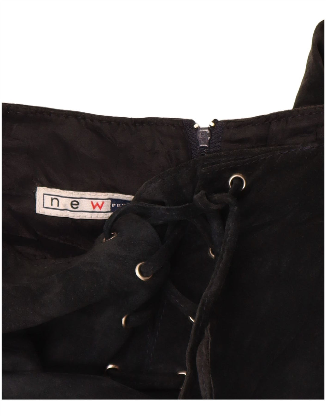 VINTAGE Dame Ruskind Maxi Nederdel UK 10 Small W26 sort læder