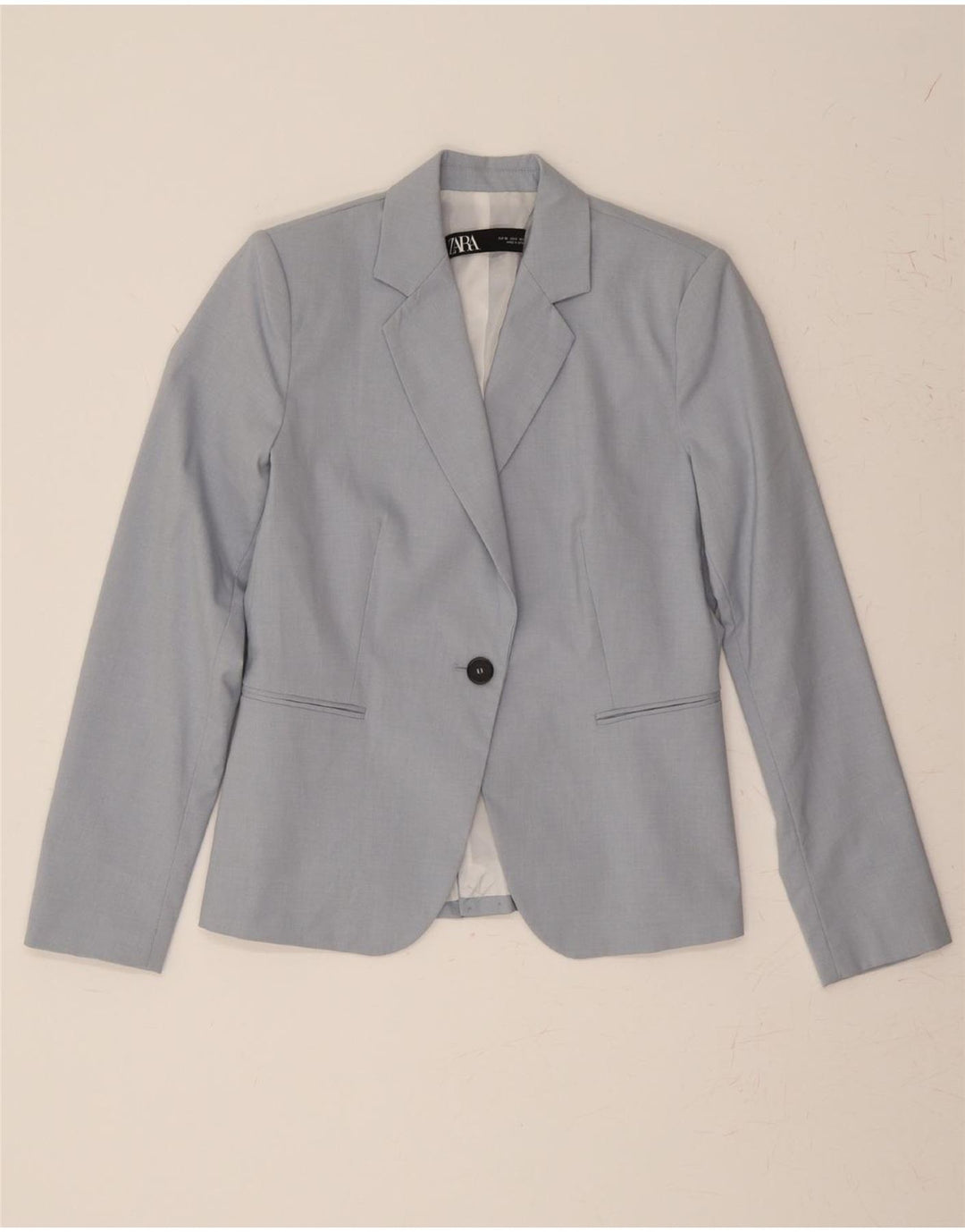 ZARA Womens 1 Button Blazer Jacket EU 38 Medium Blue Vintage Zara and Second-Hand Zara from Messina Hembry 
