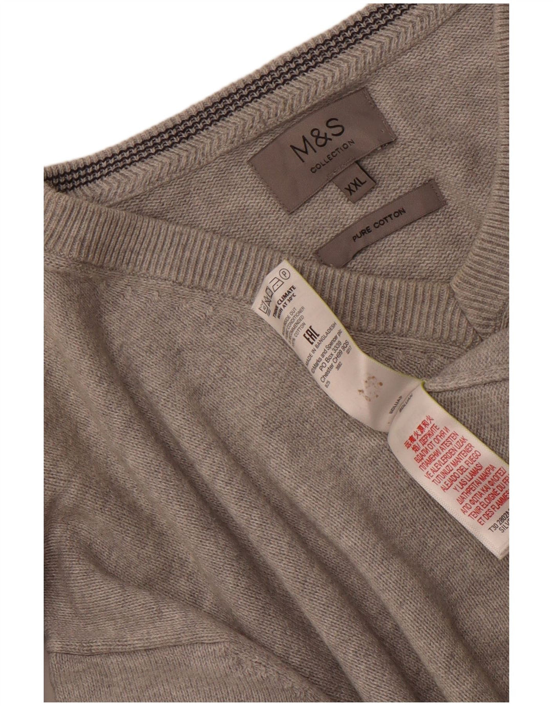 Marks & Spencer Herre V-hals sweater 2XL Grå Bomuld