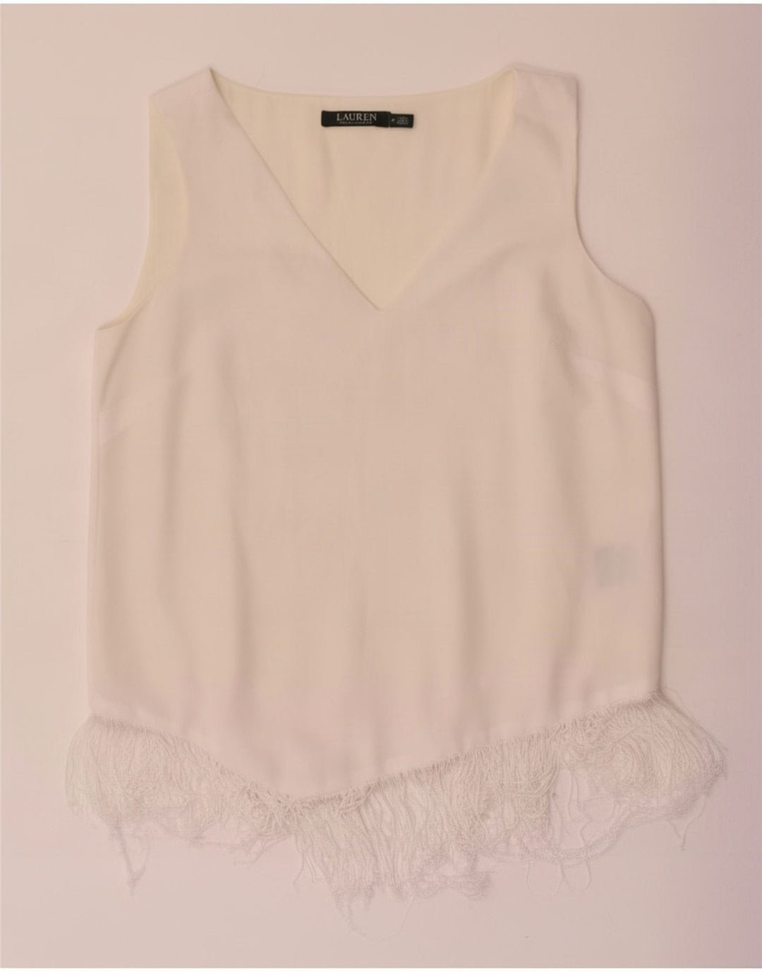 Ralph Lauren Dame ærmeløs bluse Top US 6 Medium White Polyester