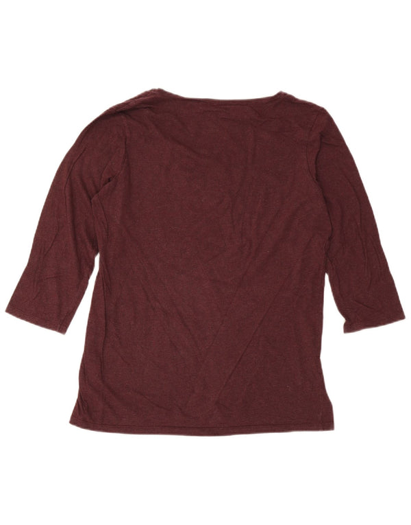 Fat Face Dame Top 3/4 ærmer UK 14 Medium Bourgogne Bomuld