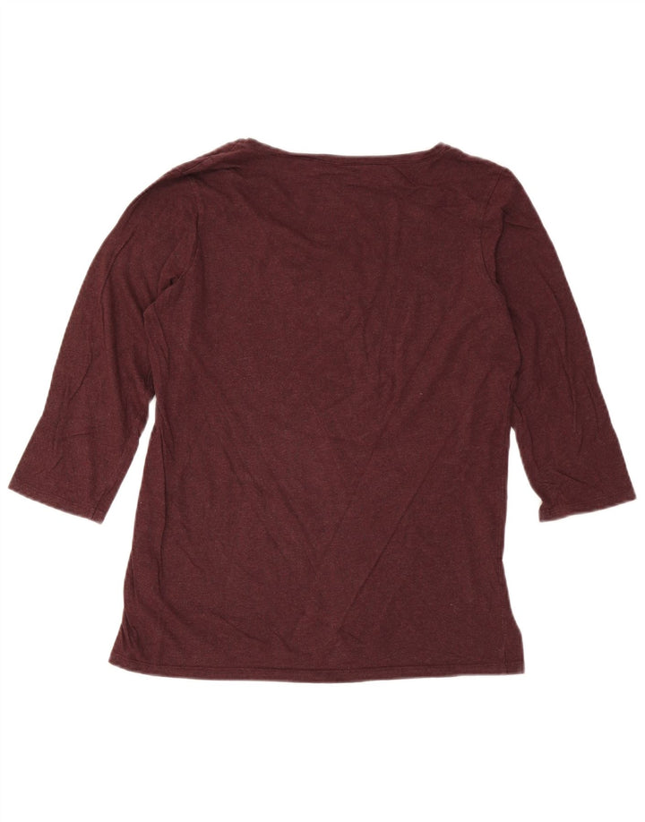 Fat Face Dame Top 3/4 ærmer UK 14 Medium Bourgogne Bomuld
