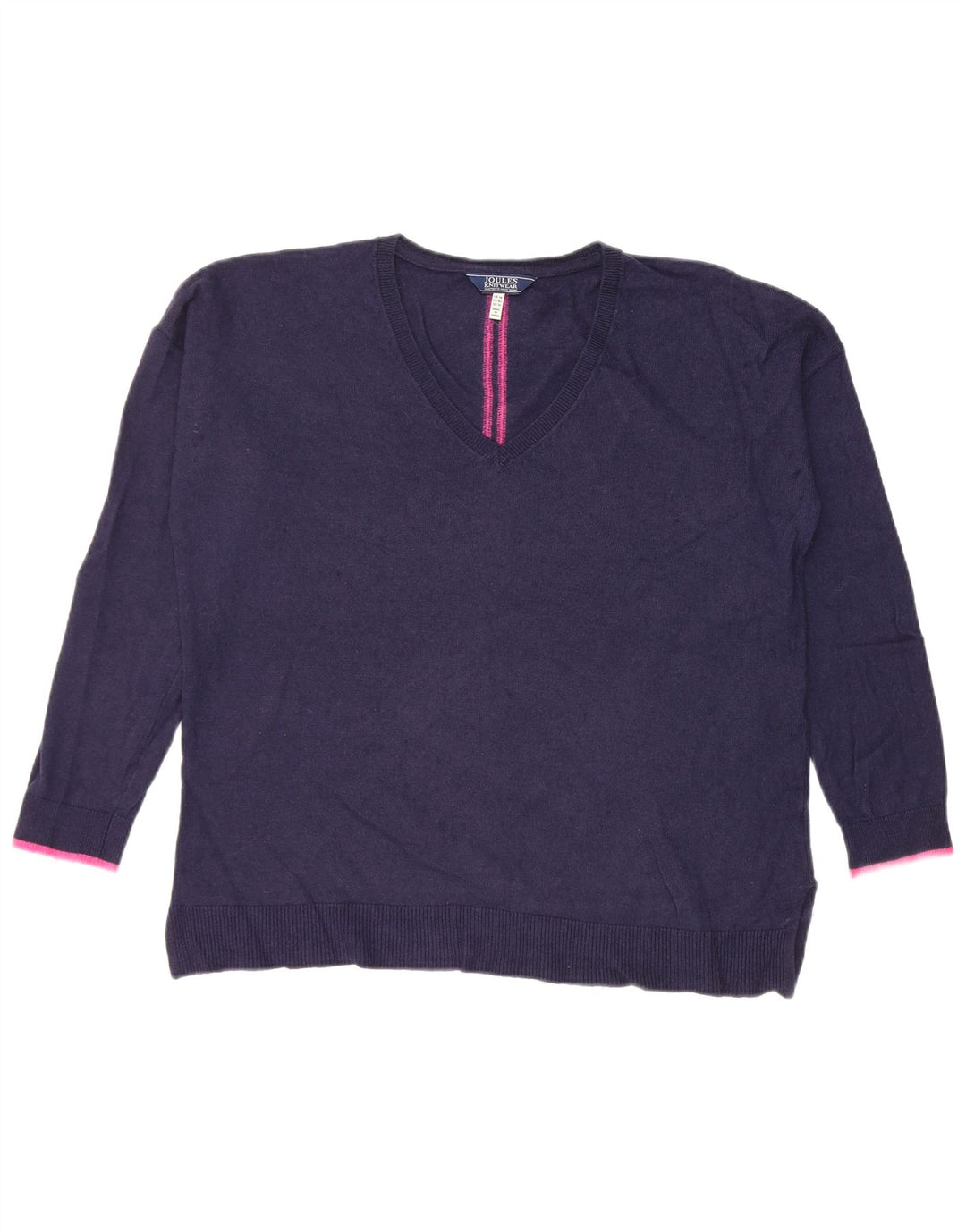 Joules Dame V-hals sweater UK 14 Medium Navy Blue Viscose