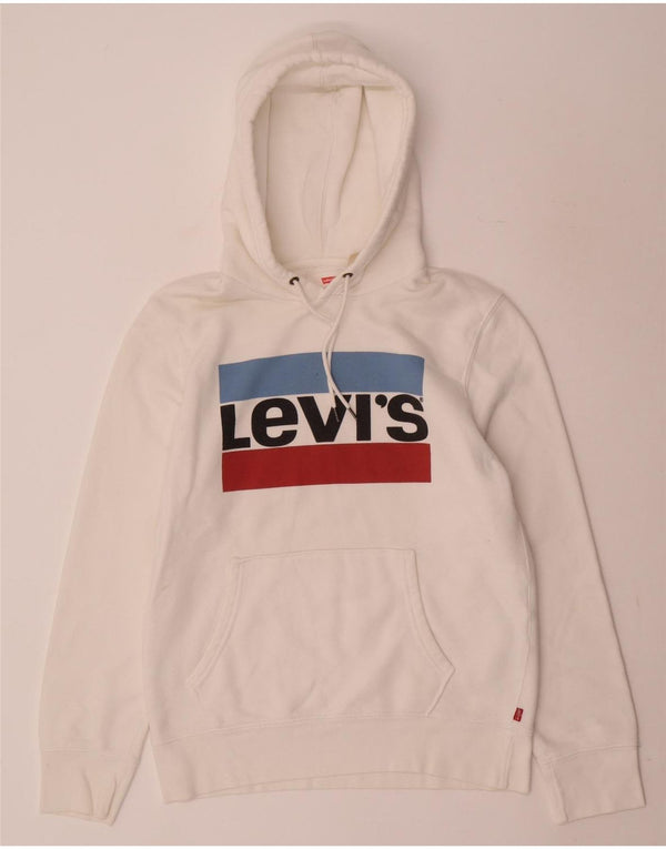 Levi's Mens Graphic Hoodie Jumper Small White Cotton