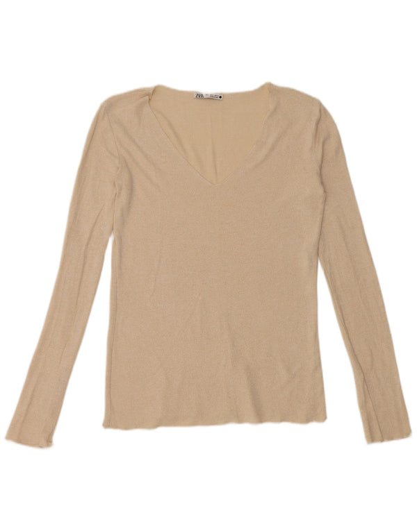 Zara Dame Top Langærmet UK 10 Small Beige