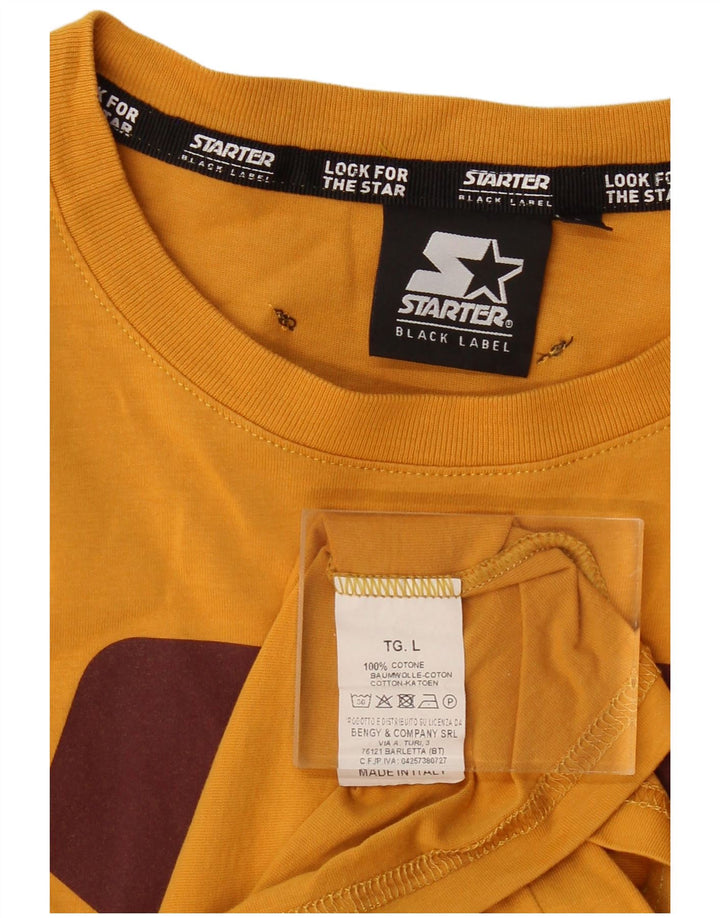 STARTER Mens Graphic T-Shirt Top Large Yellow Cotton