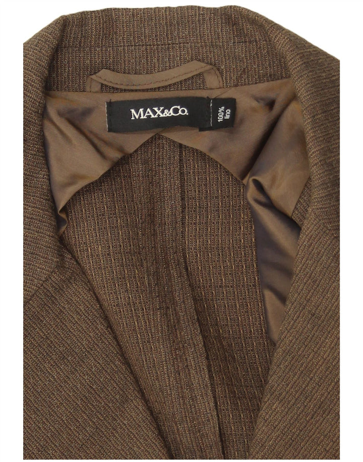 Max & Co. Dame 2-knaps blazerjakke UK 14 Medium Brown Linen
