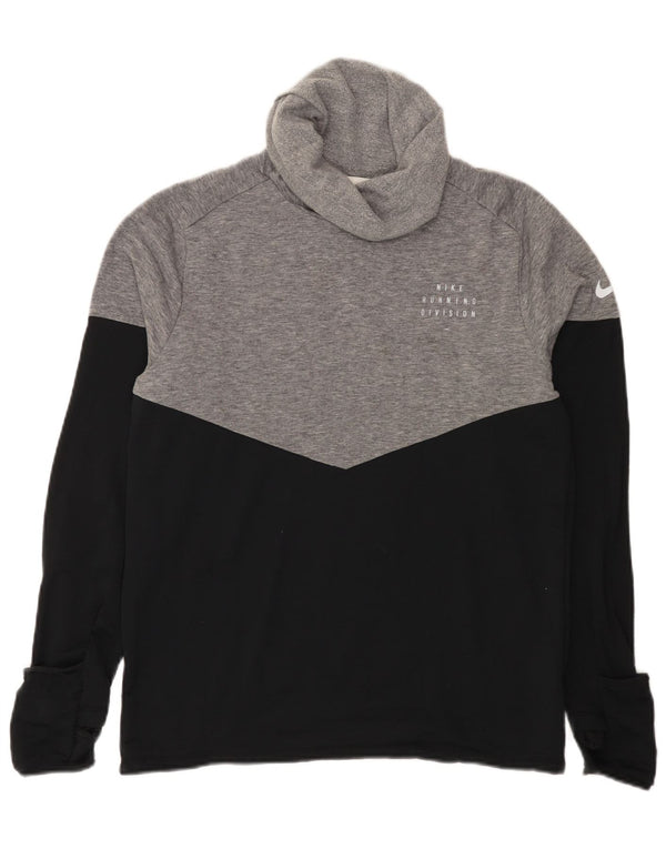 Nike Herre Therma-Fit Roll Neck Top Langærmet Medium Sort Colourblock