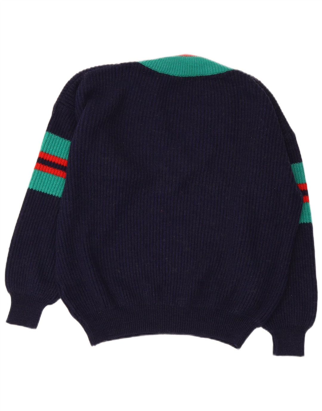 VINTAGE Dame Crop V-hals sweater IT 48/50 XL Marineblå Stribet