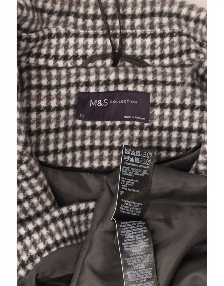 Marks & Spencer Dobbeltradet frakke til kvinder UK 18 XL Grå Houndstooth