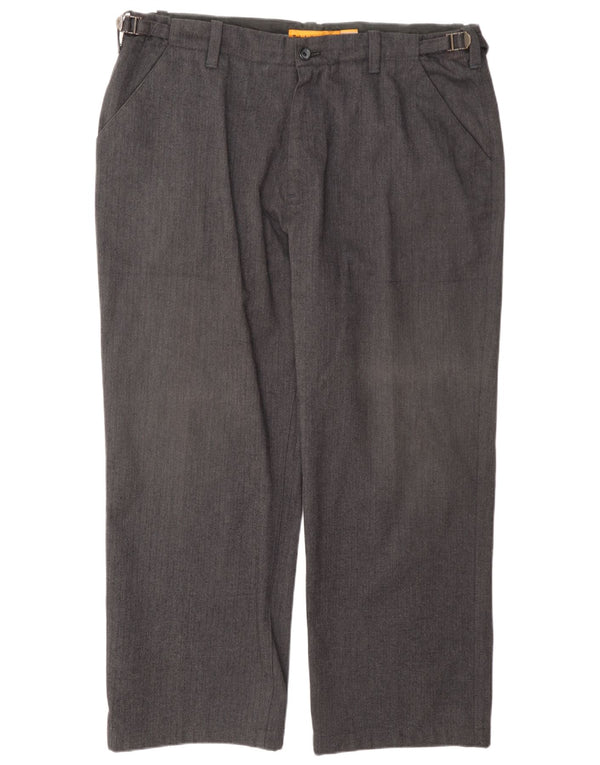 Timberland Mens Straight Chino Trousers W40 L29 Grey Herringbone Cotton