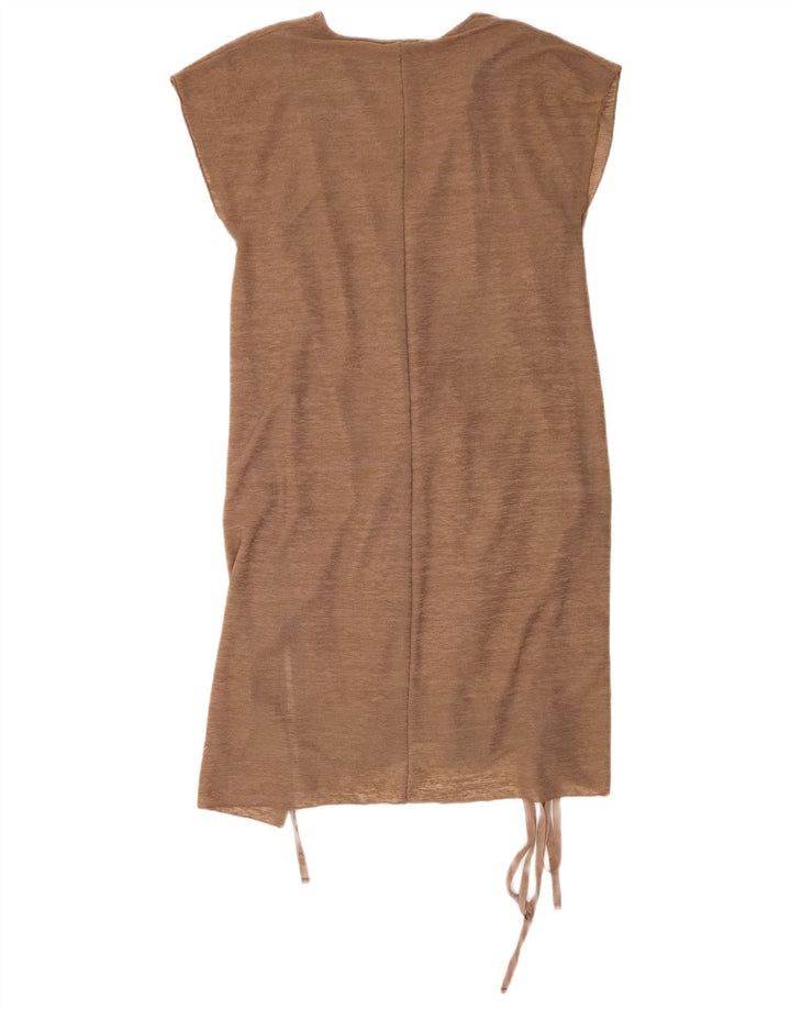 Zara Womens Shift Dress UK 10 Small Brown Polyester