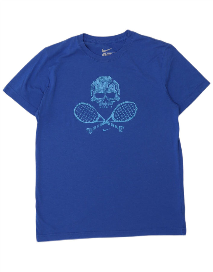 NIKE Herre Slim Fit grafisk T-shirt Top Stor blå polyester