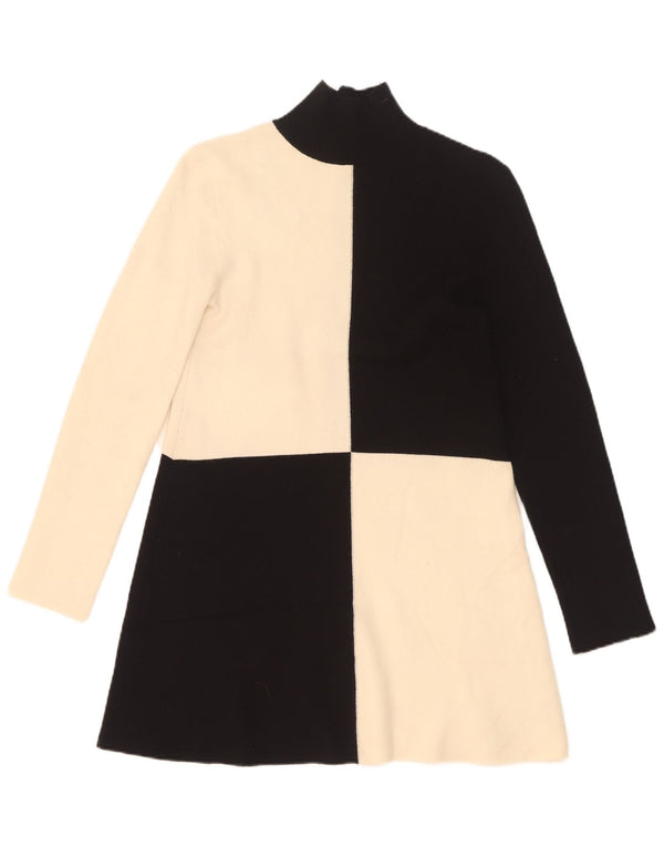 Zara Dame Langærmet Jumper Dress UK 8 Small Black Colourblock Viscose