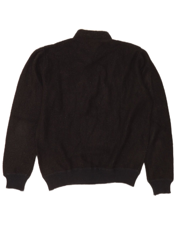 Vintage Dame Turtle Neck Jumper Sweater UK 14 Medium Black Floral