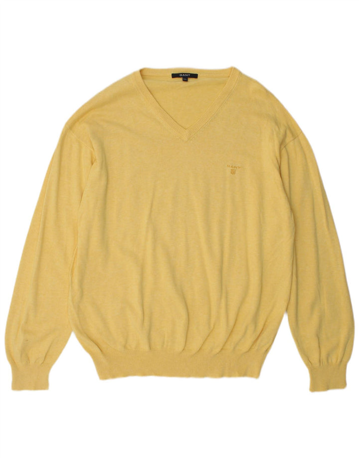 Gant Herre V-hals sweater 2XL gul bomuld
