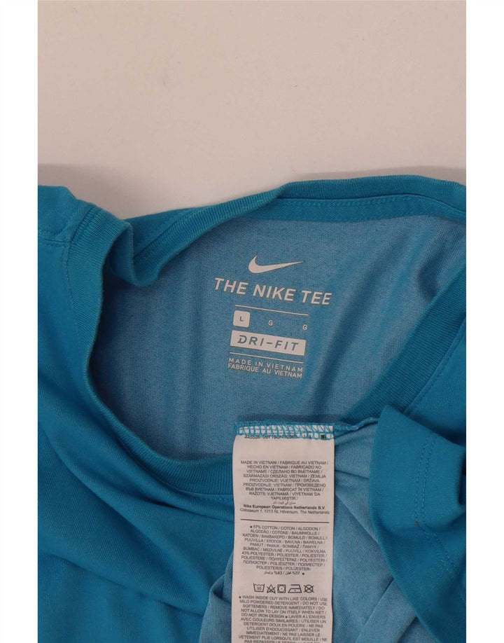 Nike Herre Dri Fit T-Shirt Top Stor Blå Bomuld