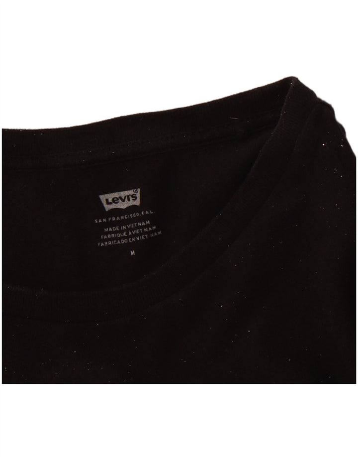 LEVI'S Womens Graphic T-Shirt Top UK 12 Medium Black