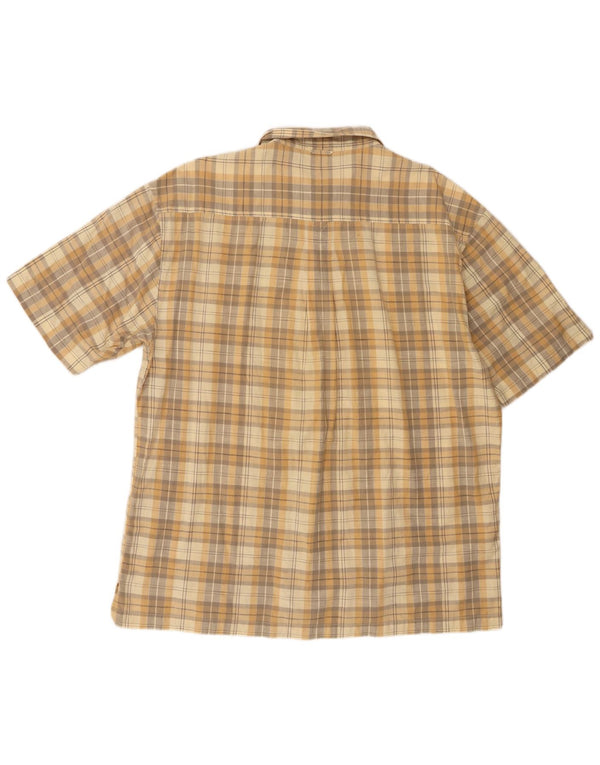 Timberland Mens Short Sleeve Shirt Large Yellow Check Cotton