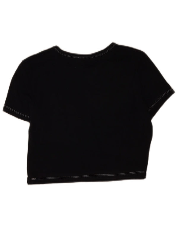 Zara Womens Crop T-Shirt Top UK 14 Large Navy Blue