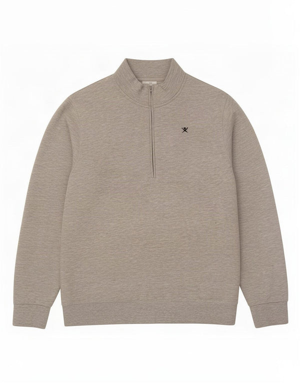 Hackett Herre lynlåshals Classic Fit Sweatshirt Jumper Large Grå Flecked