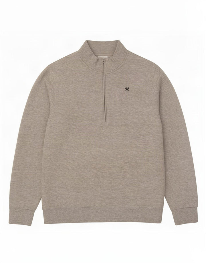 Hackett Herre lynlåshals Classic Fit Sweatshirt Jumper Large Grå Flecked