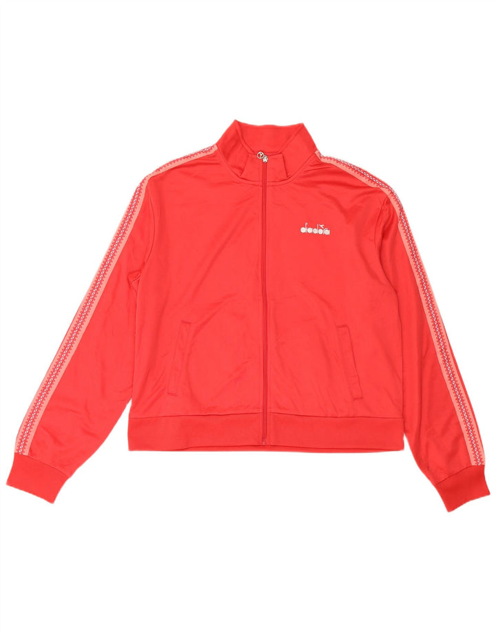 Diadora Dame Grafisk Træningsdragt Topjakke UK 18 XL Rød Polyester