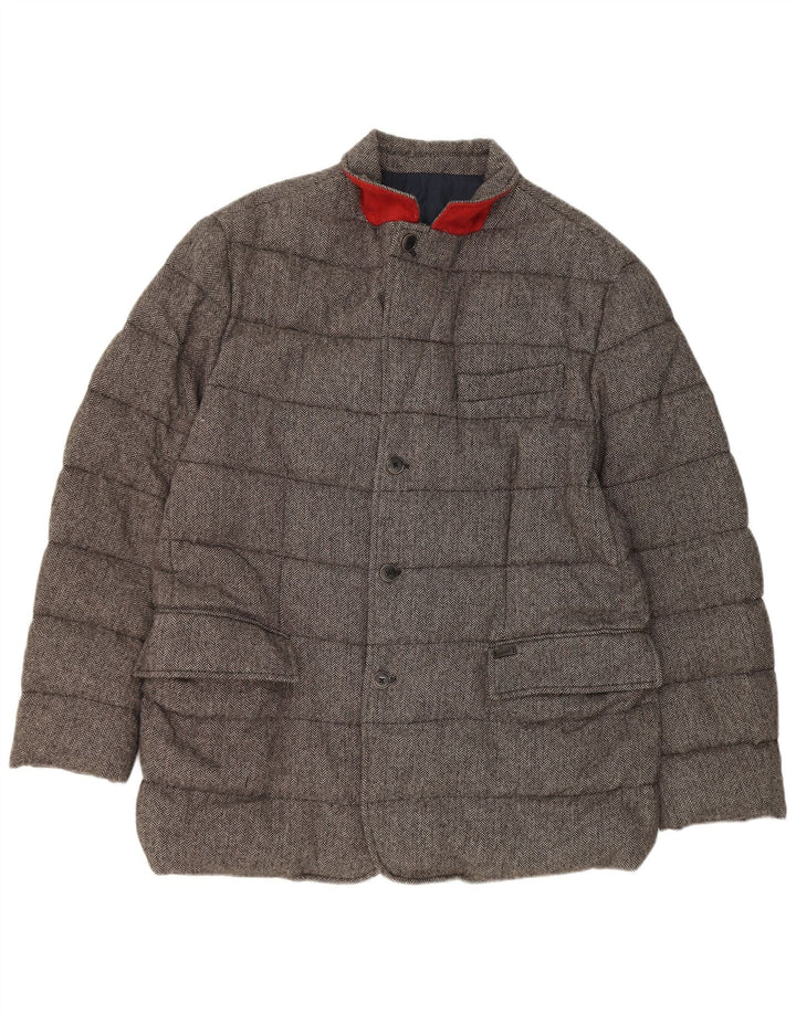 Tommy Hilfiger Herre Polstret Jakke UK 44 2XL Grå Sildebensuld