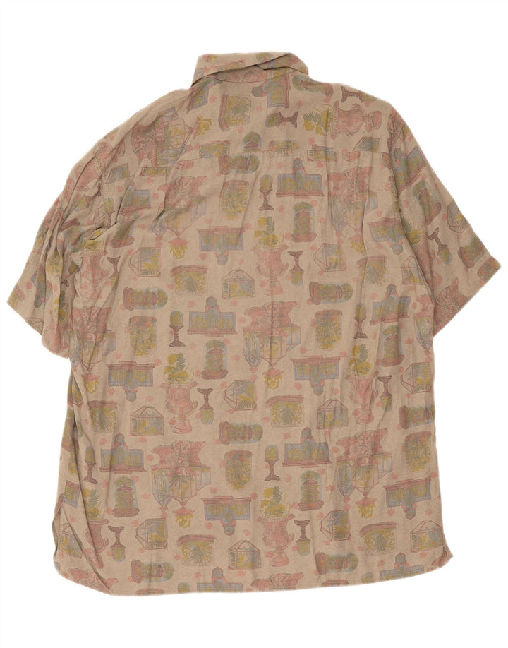 Ingram Herre grafisk kortærmet skjorte XL Beige Viscose