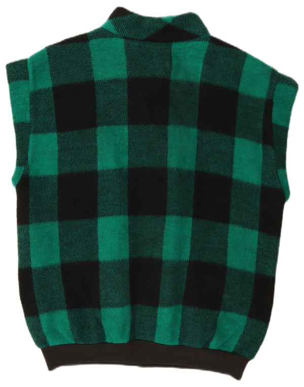 Vintage Herre Gilet UK 40 Large Green Gingham