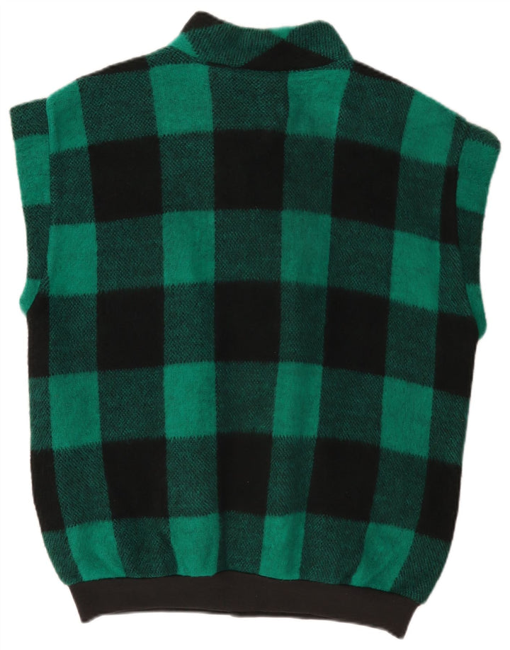 Vintage Herre Gilet UK 40 Large Green Gingham