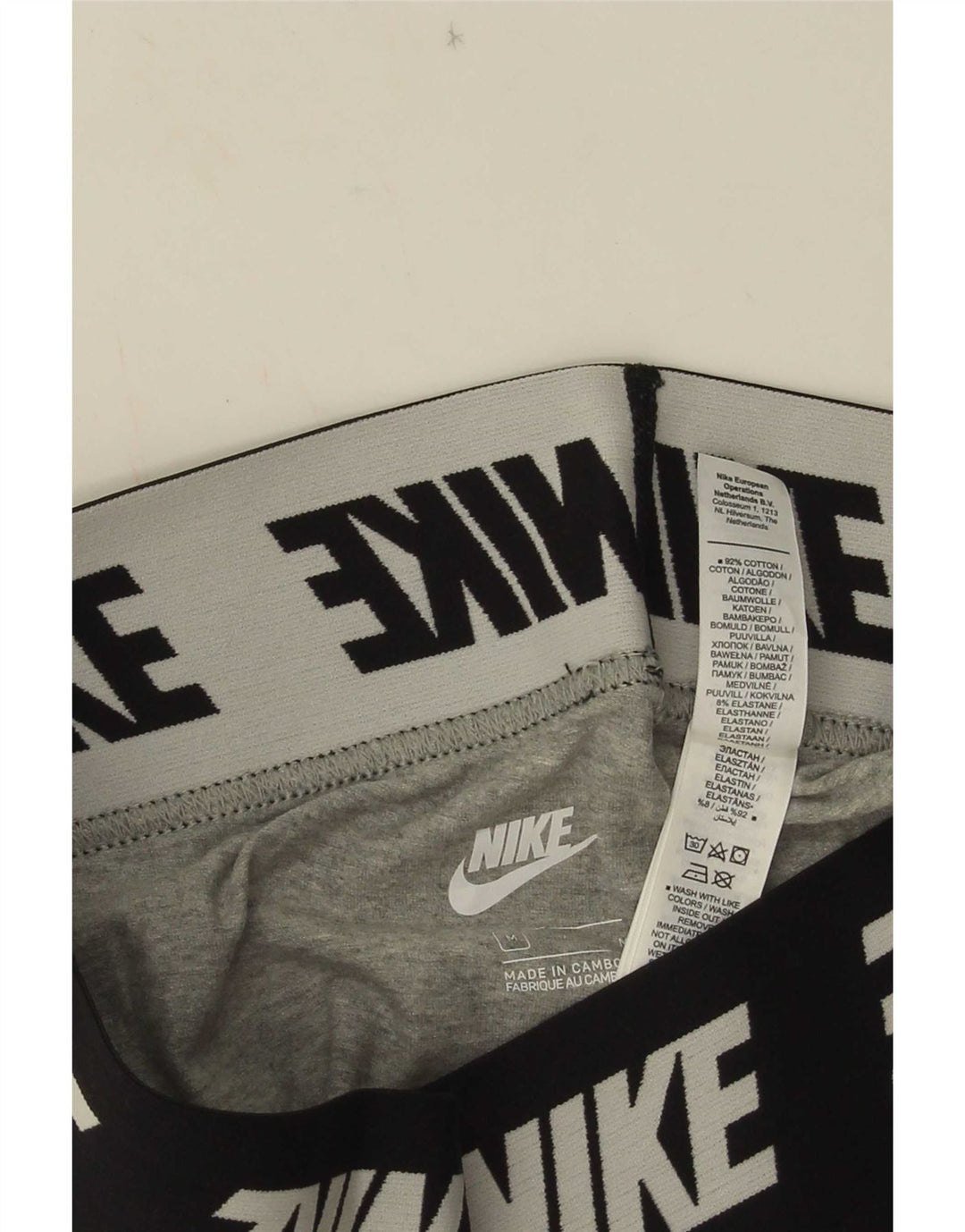 Nike Dame Grafiske Leggings UK 10 Medium Grey Colourblock Bomuld