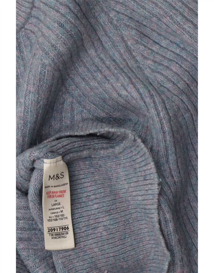 Marks & Spencer Dame Turtle Neck Jumper Sweater UK 14 Large Blue Flecked