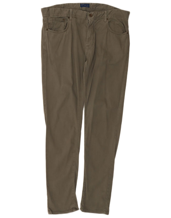 Zara Herre Slim Casual Bukser EU 46 XL W36 L32 Grå Bomuld