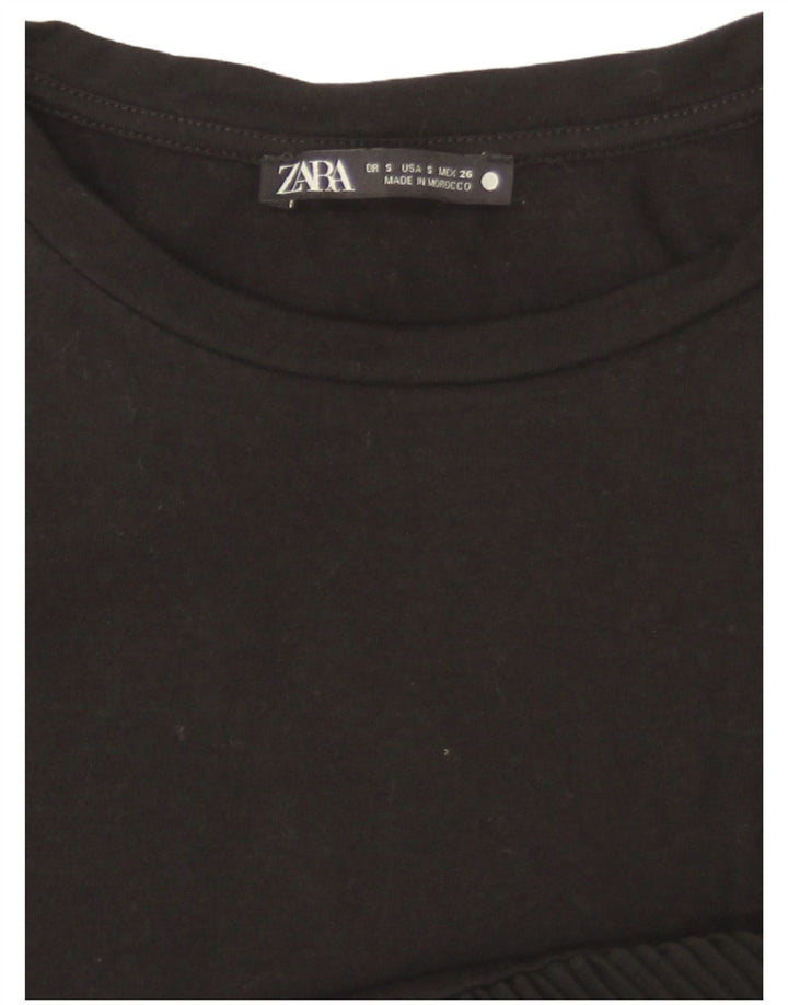 Zara Dame T-Shirt Top UK 10 Lille Sort