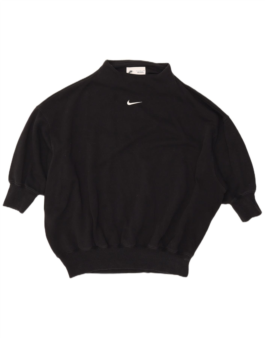NIKE 3/4-ærmet oversize sweatshirt trøje til kvinder UK 10 Lille sort