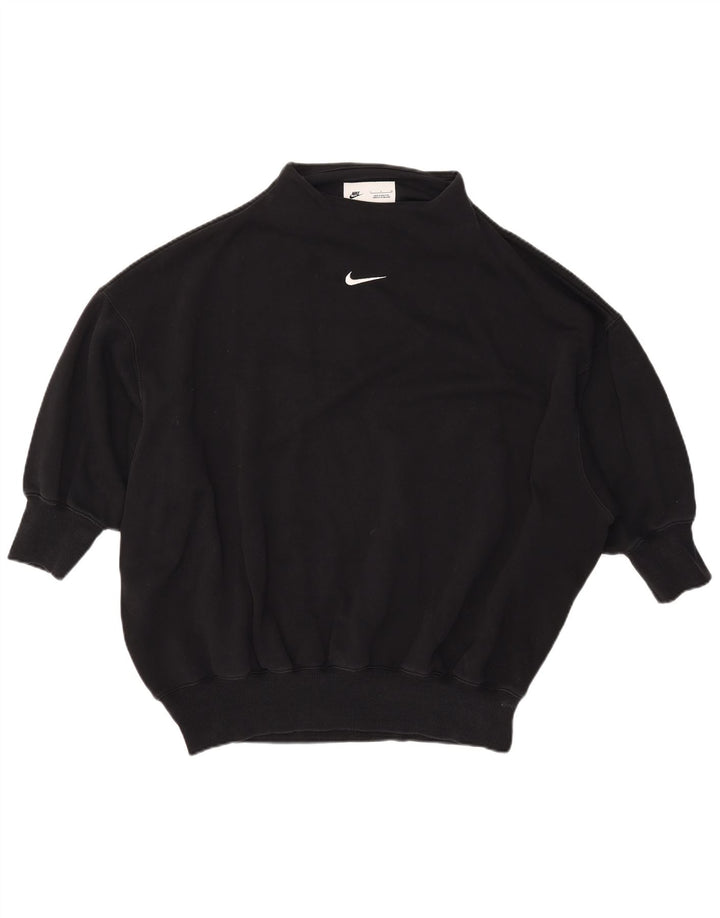 NIKE 3/4-ærmet oversize sweatshirt trøje til kvinder UK 10 Lille sort