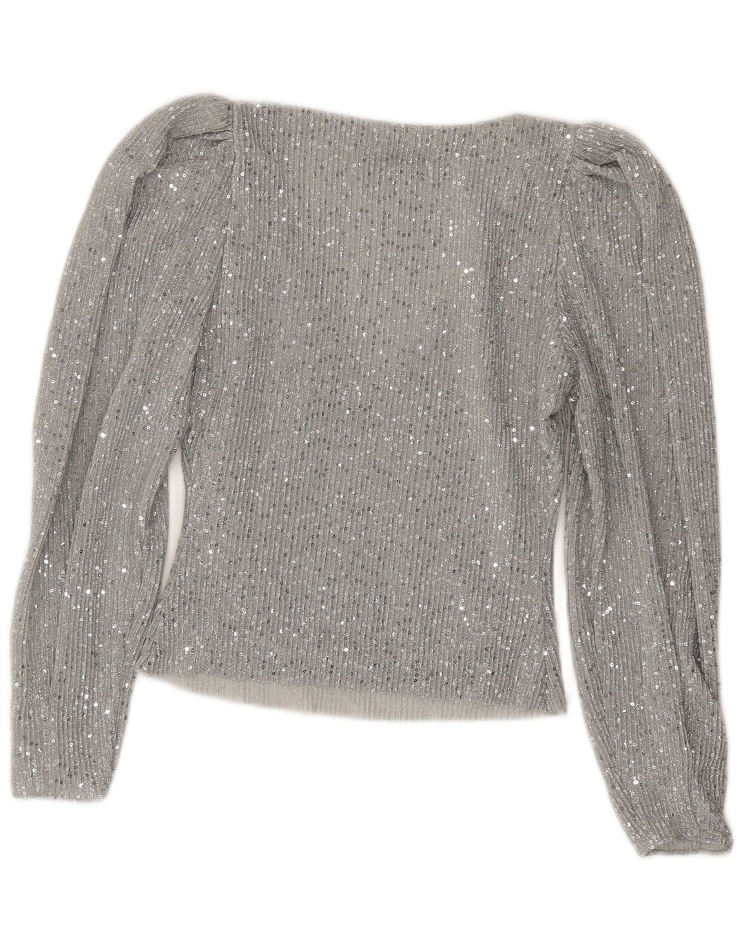 Zara Dame Crop Top Langærmet UK 10 Lille Sølv