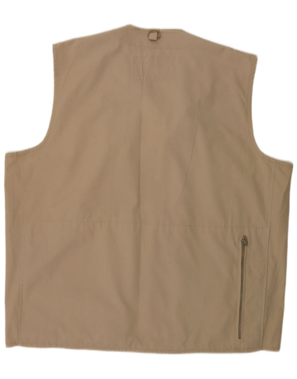 Vintage Herre Utility Gilet UK 42 XL Beige Bomuld