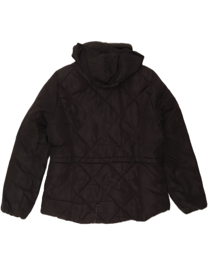 Marks & Spencer Polstret hættejakke til kvinder UK 14 Medium Sort Polyester