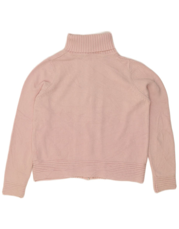 Marks & Spencer Dame Rullehals Cardigan Sweater UK 14 Medium Pink Bomuld