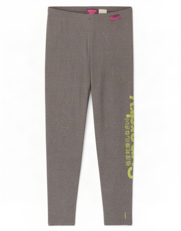 Superdry Womens Graphic Crop Leggings UK 14 Large Grey Flecked Bomuld